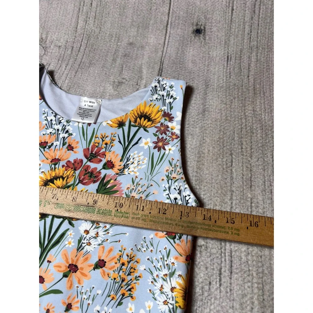 Girl With A Twirl Sunflower Meadow‎ Twirl Dress Girls Size 12 Blue Cottagecore
